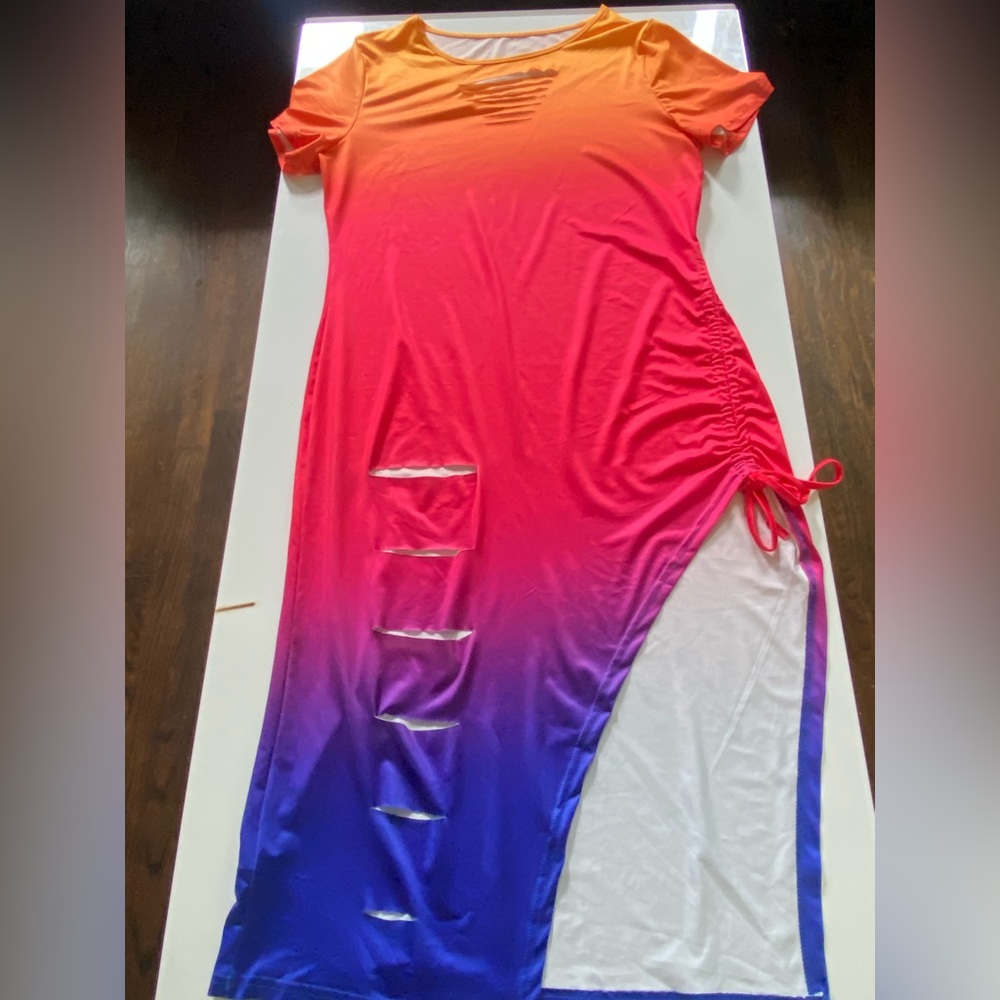 Vibrant Pink and Blue Ombre Dress